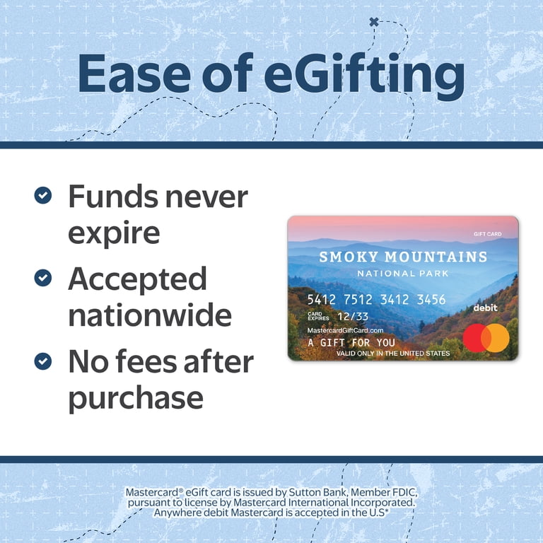 Mastercard® $20-$500 eGift Card Smoky Mtns (Plus $6.84 Purchase