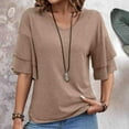 thumbnail image 5 of ZyeKqe Womens Summer Tops Casual V-Neck Petal Layered Sleeve Tunics Loose Fitted Lightweight Tshirts, 5 of 6