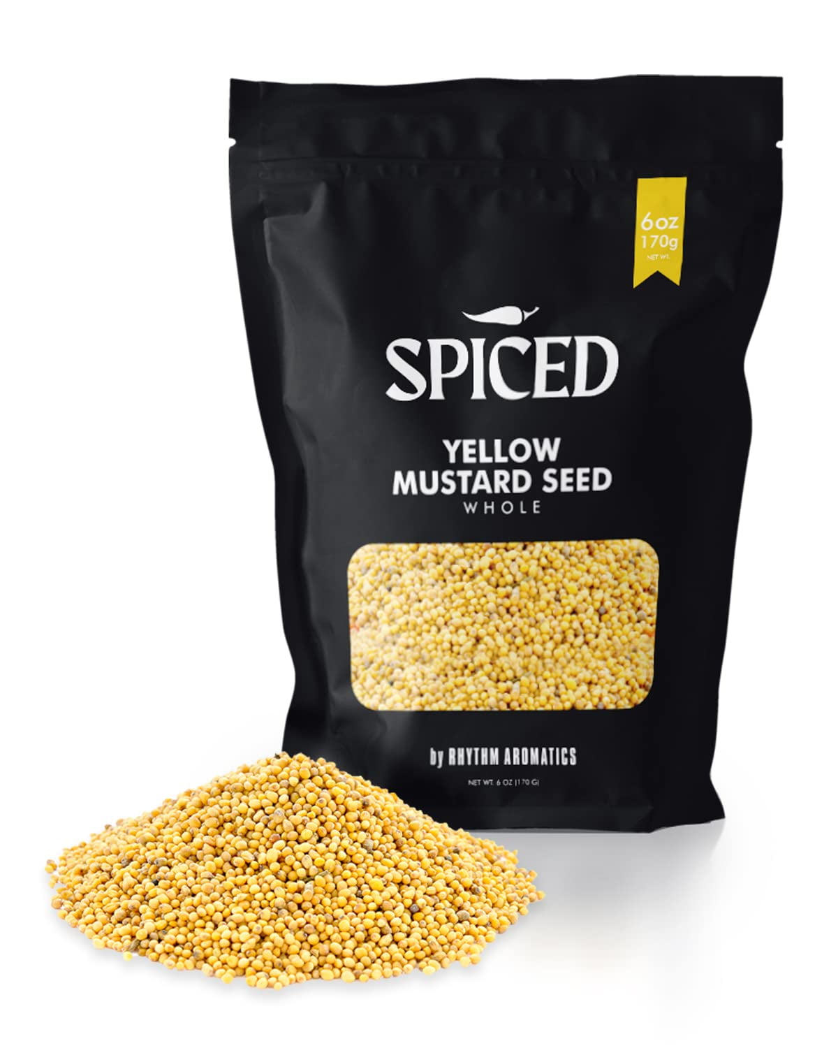 SPICED Whole Yellow Mustard Seeds, 12 oz of Yellow Mustard Seeds in
