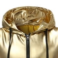 thumbnail image 2 of SWSMCLT Men's Metallic Vest Hood Fitted Vest Hooded Soft Mardi Gras Dance Sleeveless Holographic Fall Slimming Tank Top Golden Medium, 2 of 4