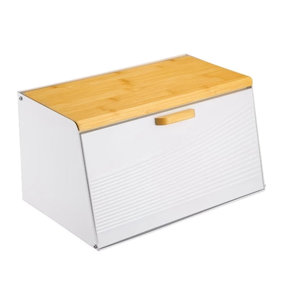 Vintage Wooden Bathroom Storage Box with Metal Flip Lid Multifunctional Organizer