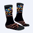 thumbnail image 2 of Four Seasons Universal Socks - 2 Pairs Unisex Trendy Socks with Colorful Tree Design on Black Background Perfect for All Seasons, 2 of 5