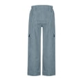 thumbnail image 6 of Karymi Workout Shorts Women Corduroy Straight Leg Cargo Pants, Elastic Partial Drawstring High Waist Solid Trousers, Multi Flap Cargo Pockets Streetwear Biker Shorts Women, 6 of 8