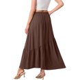 thumbnail image 4 of Women's Boho Flowy Maxi Skirt with Side Pockets and Tiered Ruffle Hem, Lightweight Breathable Fabric for All Day Comfort Brown L, 4 of 4