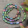 thumbnail image 2 of Electroplated Leaf Non-magnetic Synthetic Hematite Bead Strands Multi-color Plated 7.5x4x2mm Hole: 0.5mm about 55pcs/strand 16 inch, 2 of 2