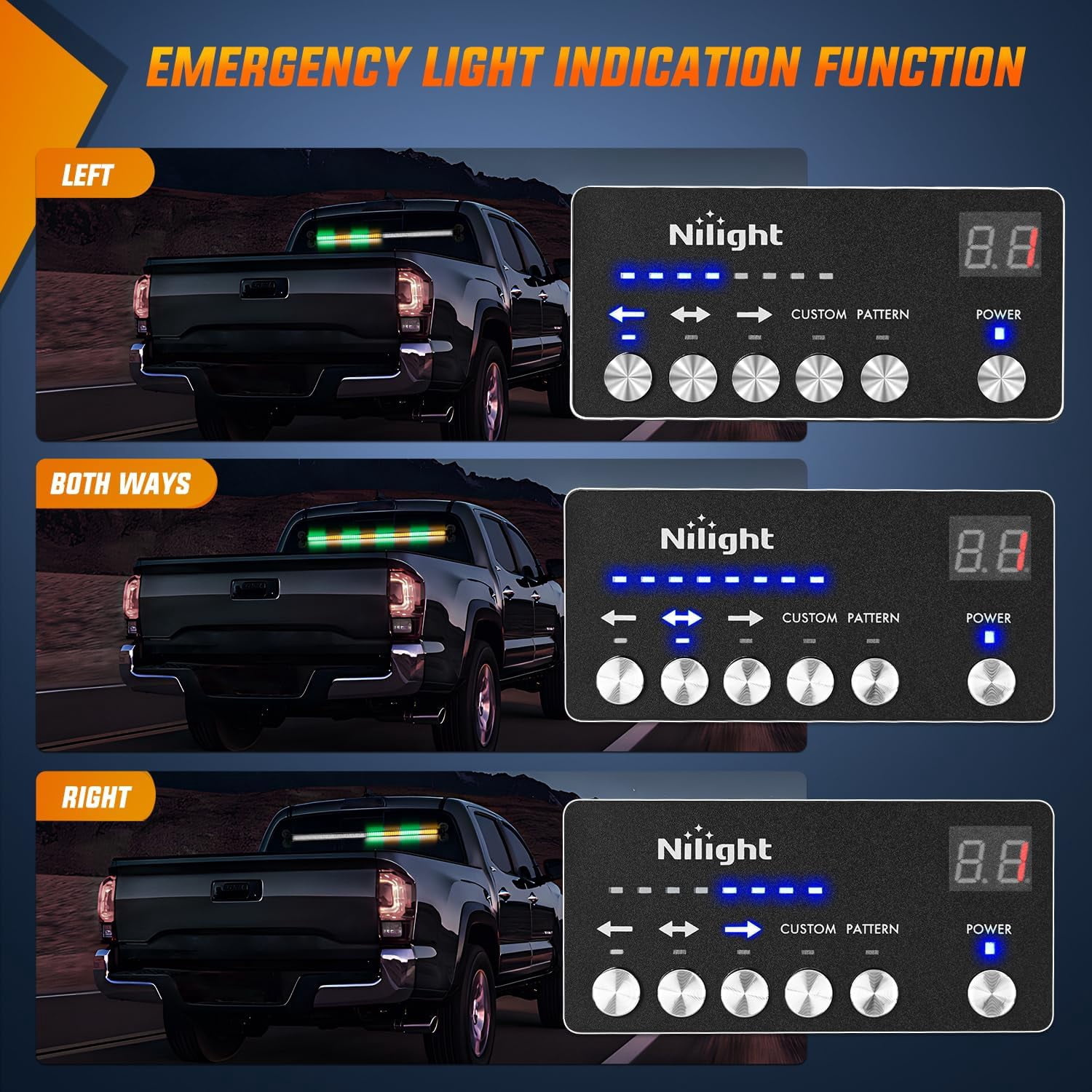 Nilight 144LED Vehicle Safety Light Bar with Controller, Amber Green Warning Lights for Off-Road & Work Vehicles