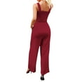 thumbnail image 4 of KOMOO Womens Casual Sleeveless Loose Jumpsuits Square Collar Smocked Rompers Pockets Wide Leg Jumpsuit, 4 of 5