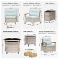 thumbnail image 2 of MEISSALIVVE 9-Piece Half-Moon Curved Outdoor Patio Furniture Set, Sectional Conversation Sofa with 2 Swivel Glide Chairs, Round Coffee Table for Backyard Deck Garden, Blue, 2 of 10