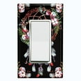 thumbnail image 1 of Metal Light Switch Plate Cover Beaded Feather Dreamcatcher Black DRM007, 1 of 13