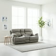 thumbnail image 3 of AC Pacific Estella Gray Leather Infused Fabric Transitional Reclining Loveseat with Storage Console, 3 of 9