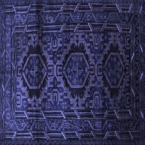 Ahgly Company Machine Washable Indoor Square Persian Blue Traditional Area Rugs, 8' Square