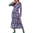 thumbnail image 3 of Sunisery Women's Christmas Maxi Dresses Long Sleeve V Neck Dress Cocktail Gown Evening Party, 3 of 8