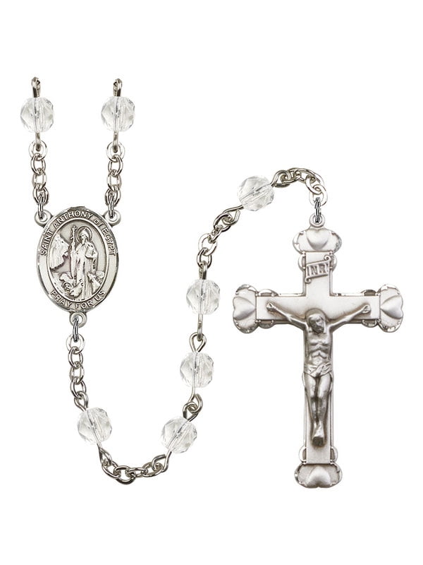Bonyak Jewelry 18 Inch Rhodium Plated Necklace w// 6mm Faux-Pearl Beads and Saint Simon The Apostle Charm