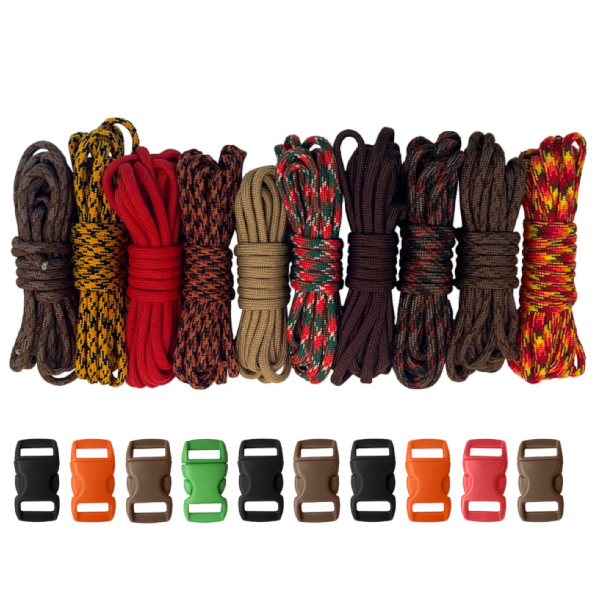 PARACORD PLANET 550lb Type III Paracord Combo Crafting Kits with Buckles 
