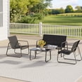 thumbnail image 4 of Outdoor Chairs Set of 4, Aiho All Weather Textilene Patio Furniture Set with Grass Top Table, Perfect for Yard, Poolside, Lawn, Black, 4 of 9