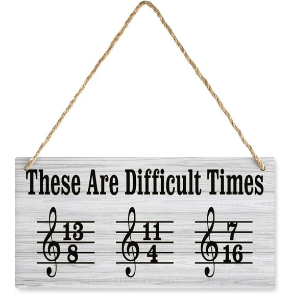 Wooden Hanging Wall Art Positive Quotes These Are Difficult Times Hanging Wood Sign, Printed Wall Plaque Wood Signs, Hanging Rustic Family Signs For Home Decor Gift 12X6 Inch