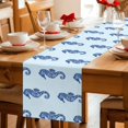 thumbnail image 5 of Navy Blue Seahorse Table Runner 72 Inches, Summer Ocean Nautical Coastal Textured Bed Runner Dresser Scarves Tabletop for Indoor Outdoor Parties/Ceremony/Banquet, 18" x 72", 5 of 9