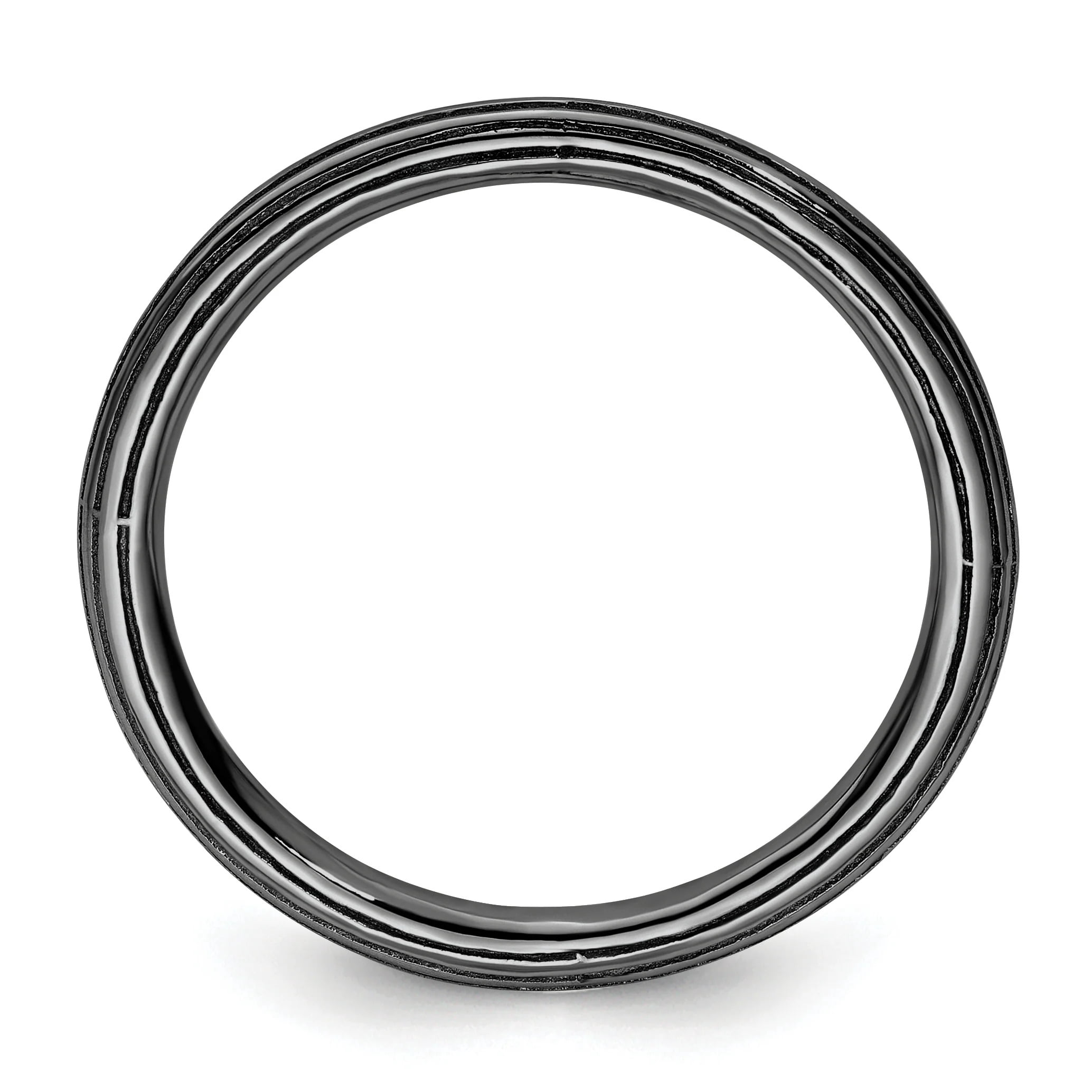 Sterling Silver Black-Plated Step-Down Ring