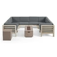 thumbnail image 3 of Samson Outdoor U-Shaped Sectional Sofa Set with Fire Pit, Weathered Gray with Dark Gray and Light Gray, 3 of 13