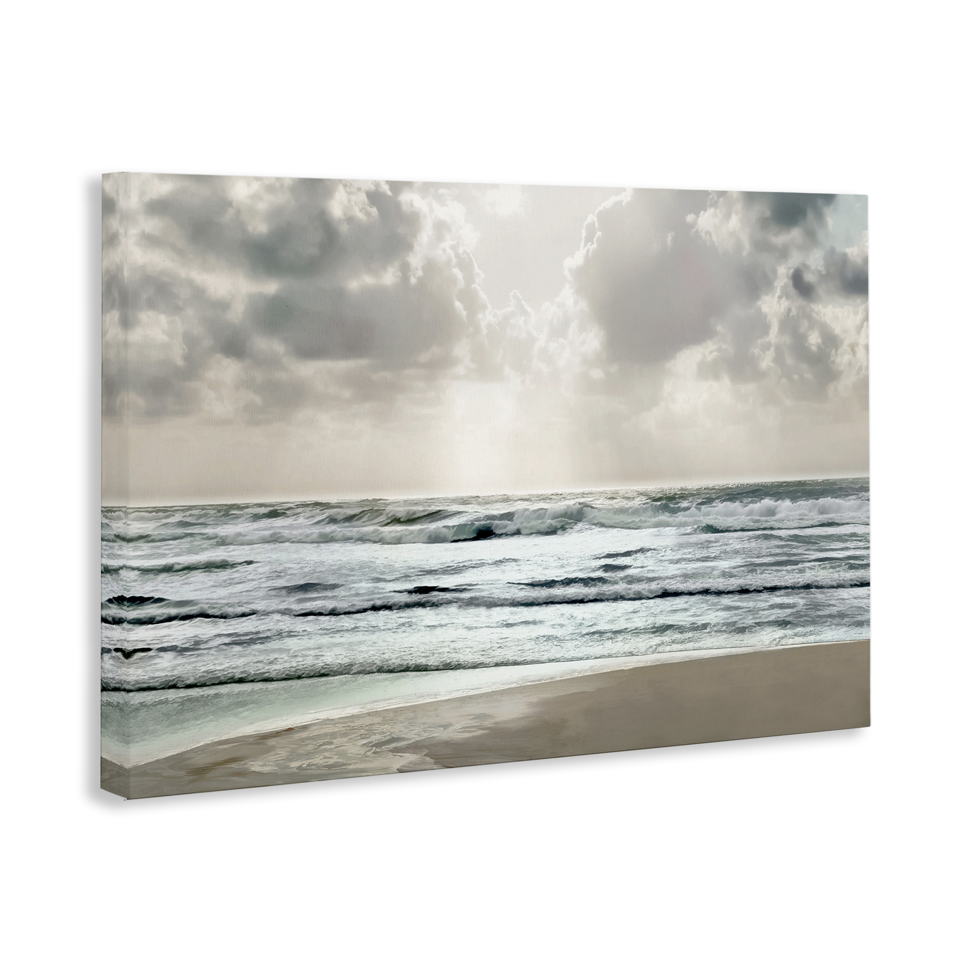 Stupell Industries Cloudy Sunlight Beach Landscape Photography Gallery Wrapped Canvas Art Print Wall Art, 36 x 24