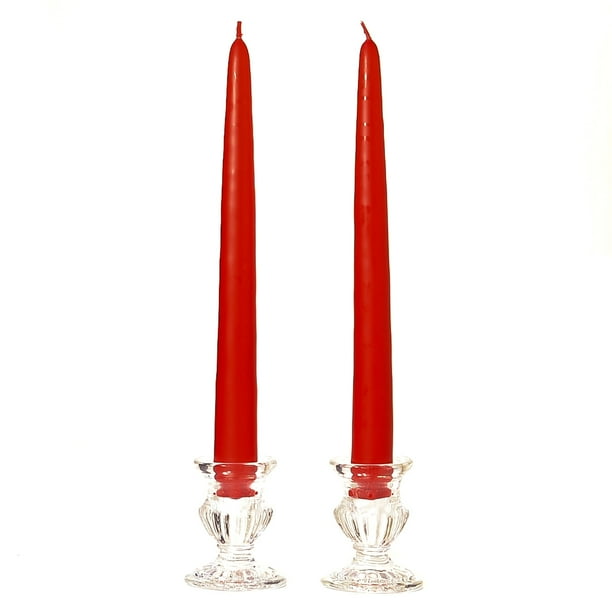 3 Pairs Taper Candles Unscented 15 Inch Red Tapers .88 in. diameter x