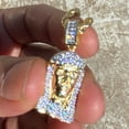 thumbnail image 6 of Jesus Head Chain Micro Pave Iced Bling Gold Finish 24" Rope Necklace Small 1" Pendant, 6 of 9