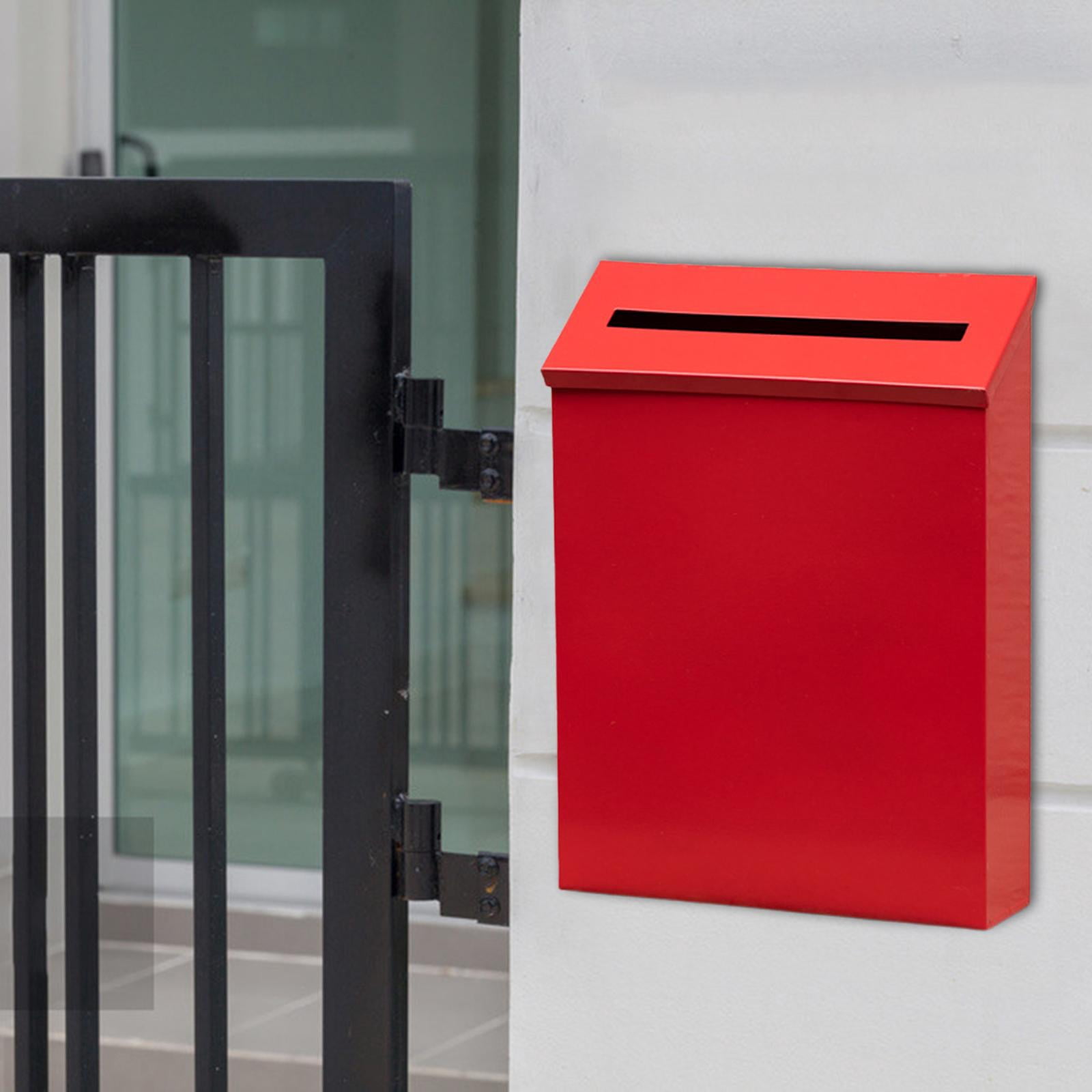 Wall Mount Mailbox Large Capacity Modern Newspaper Holder Box for Front Door Red