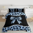 thumbnail image 2 of Castle Fairy Black Blue Bow Knot Twin Comforter Sets,Cheetah Print Bedding Set, 2 of 8