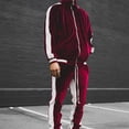 thumbnail image 3 of Velour Tracksuit Mens 2 Piece Set Velvet Zipper Jacket with Drawtsring Jogger Sweatpants Sweatsuits Outfits Casual 2023 Fall Fashion Lounge Set, 3 of 5