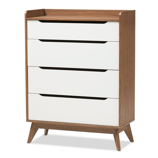 Baxton Studio Brighton MidCentury Modern White and Walnut Wood 4