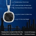 thumbnail image 2 of Gem Stone King 10K White Gold Black Onyx and White Diamond Pendant Necklace for Women (2.13 Cttw, Cushion Checkerboard Cut 8MM, with 18 inch Silver Chain), 2 of 6