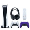 Sony Playstation 5 Disc Version (Sony PS5 Disc) with Extra Galactic Purple Controller, Black PULSE 3D Headset and and Media Remote Bundle