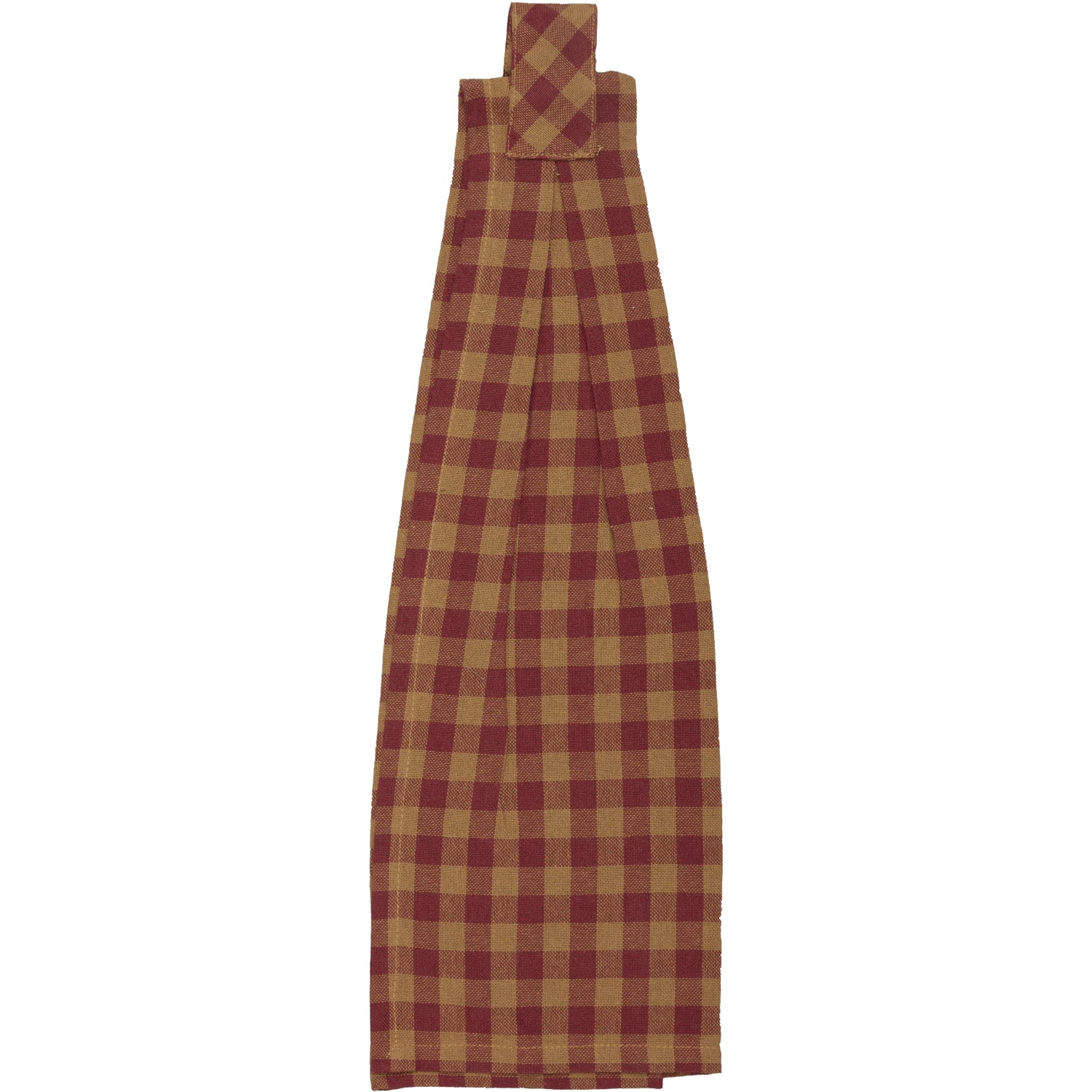 VHC Brands Star Cotton Primitive Tabletop Fabric Loop Appliqued Kitchen Towel, King, Burgundy Red