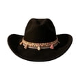 thumbnail image 3 of Cowboy Hat Women Party Wide Brim Western Fedora Jazz Solid Color Lightweight Fabric Autumn Winter Theme Headwear, 3 of 5