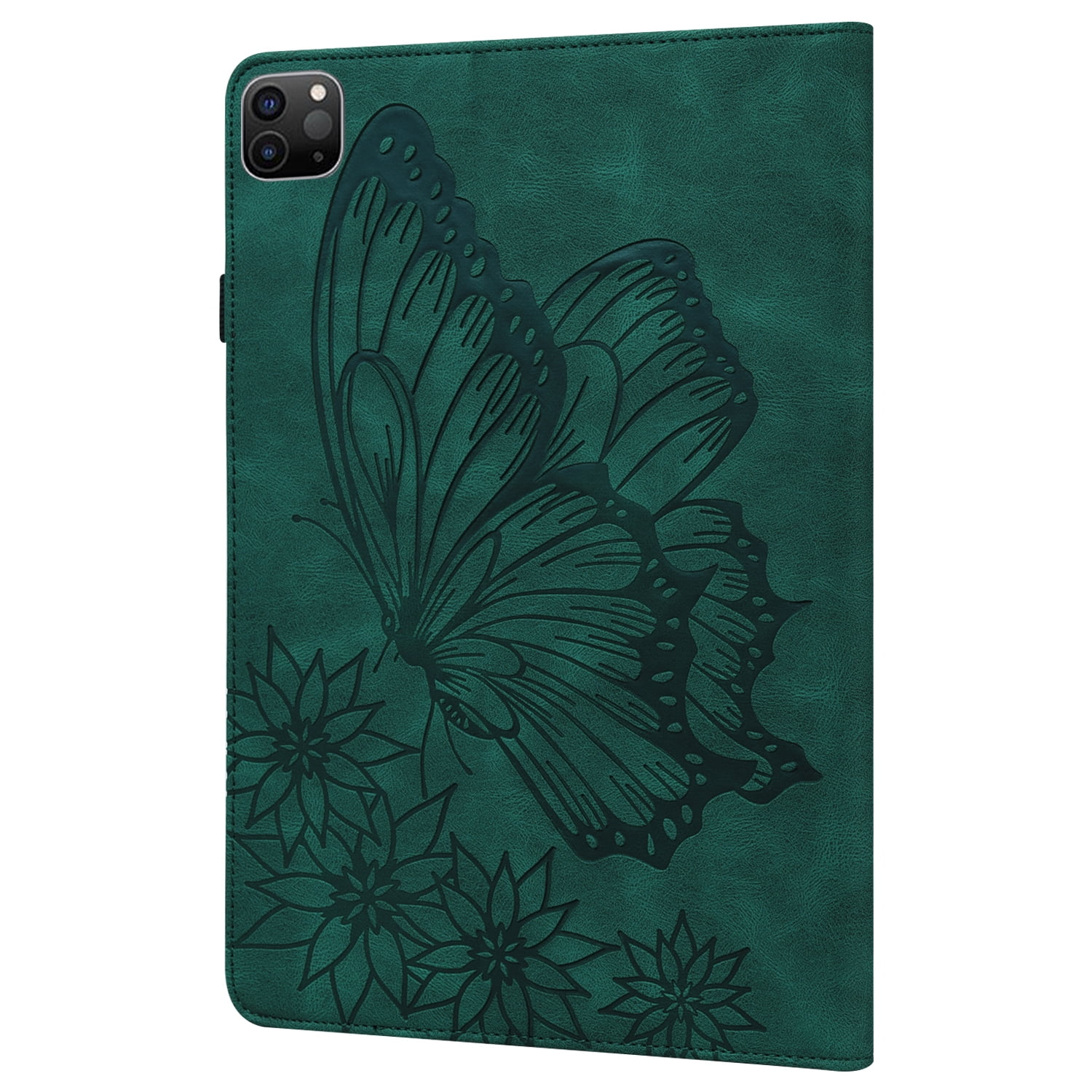 Allytechgroup iPad Air 13 Inch 2025 2024 Case, Stylish Big Butterfly Design PU Leather Smart Cover Auto Sleep Wake Pencil Holder Flip Stand Shockproof Bumper Case for Apple iPad Air 13" M3 M2,Green