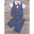 thumbnail image 2 of Coduop Toddler Kids Baby Boys Gentleman Outfits Dress Shirt with Bowtie Tops + Pants Clothes Set, 2 of 7