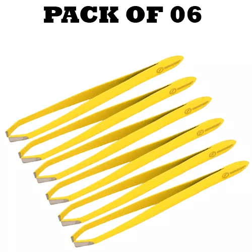Forgica Professional Stainless Steel Paper Coated Plain Tweezers Pack of 06