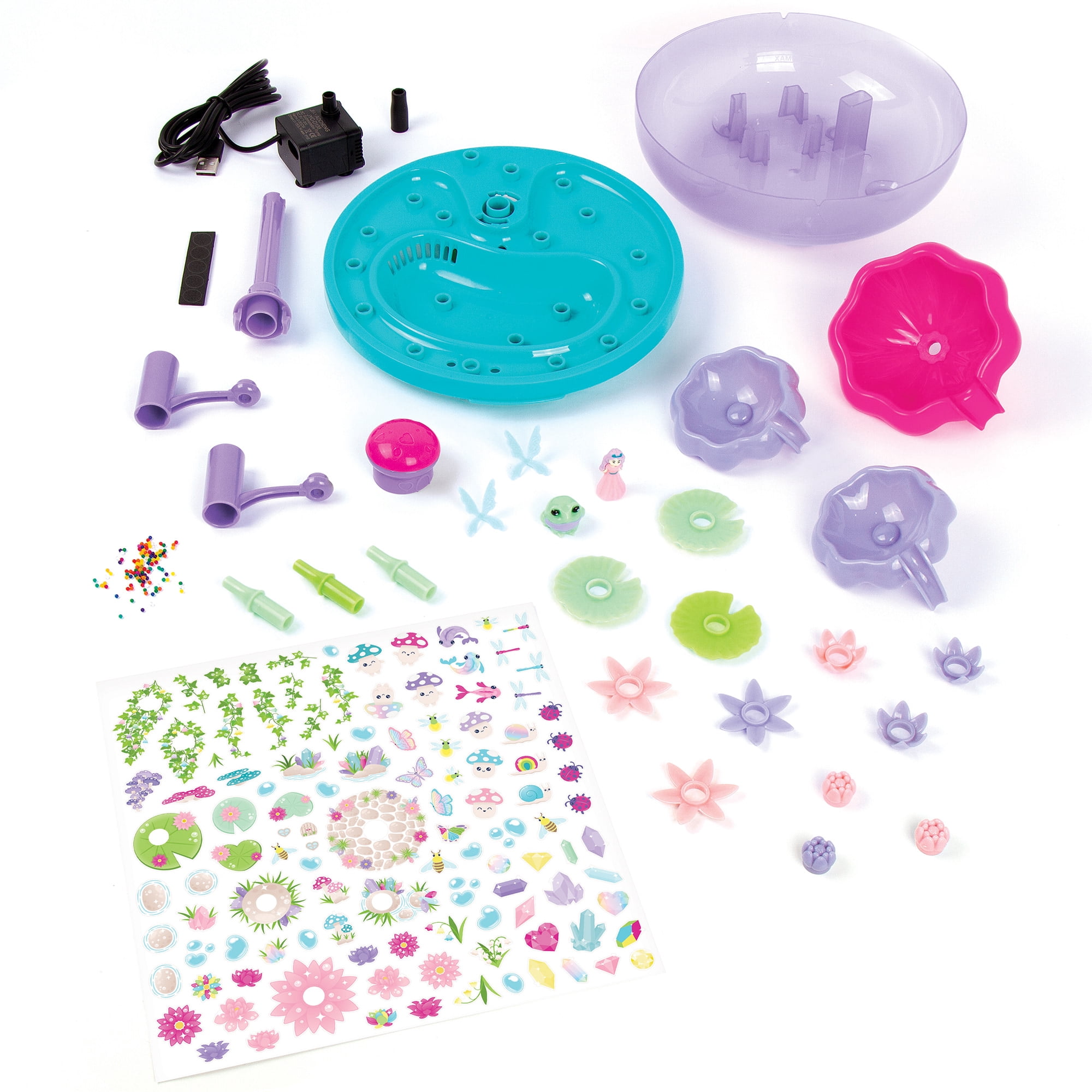 Make It Real: DIY Tranquility Fountain - Build a Whimsical Water Space, Water Falling & Sensory Experience, 30+ Pieces, Build-Play-Relax, USB Powered Water Feature, Tweens & Girls, Kids Ages 8+