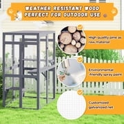 COZIWOW Catio Outdoor Cat Enclosure Window Access, Wooden Cat House Cage Indoor