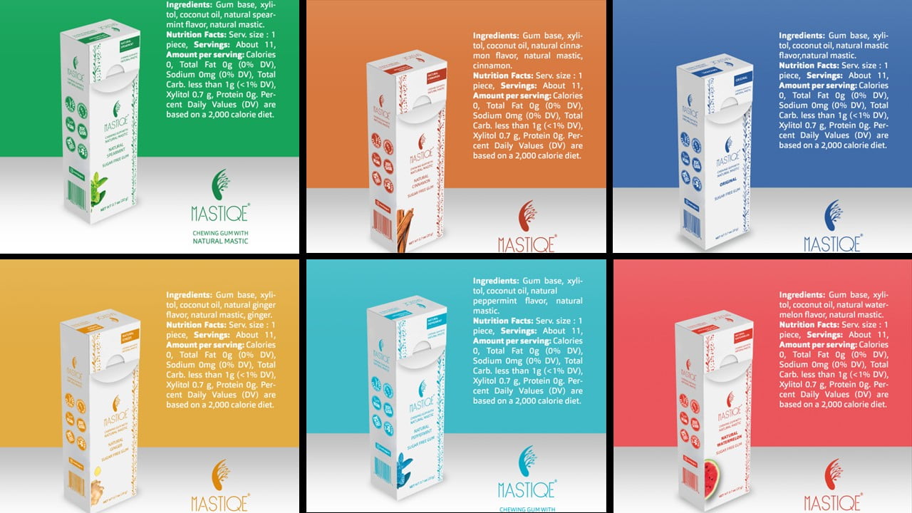 Mastiqe Sugar Free Chewing Gum with Natural Mastic -Variety Pack