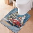 thumbnail image 4 of 2 Piece Bath Mat Set with U-Shaped Toilet Mat and Rectangle Bath Rugs Non Slip Machine Washable Bathroom Mats Christmas Snowman in A Red Truck, 4 of 7
