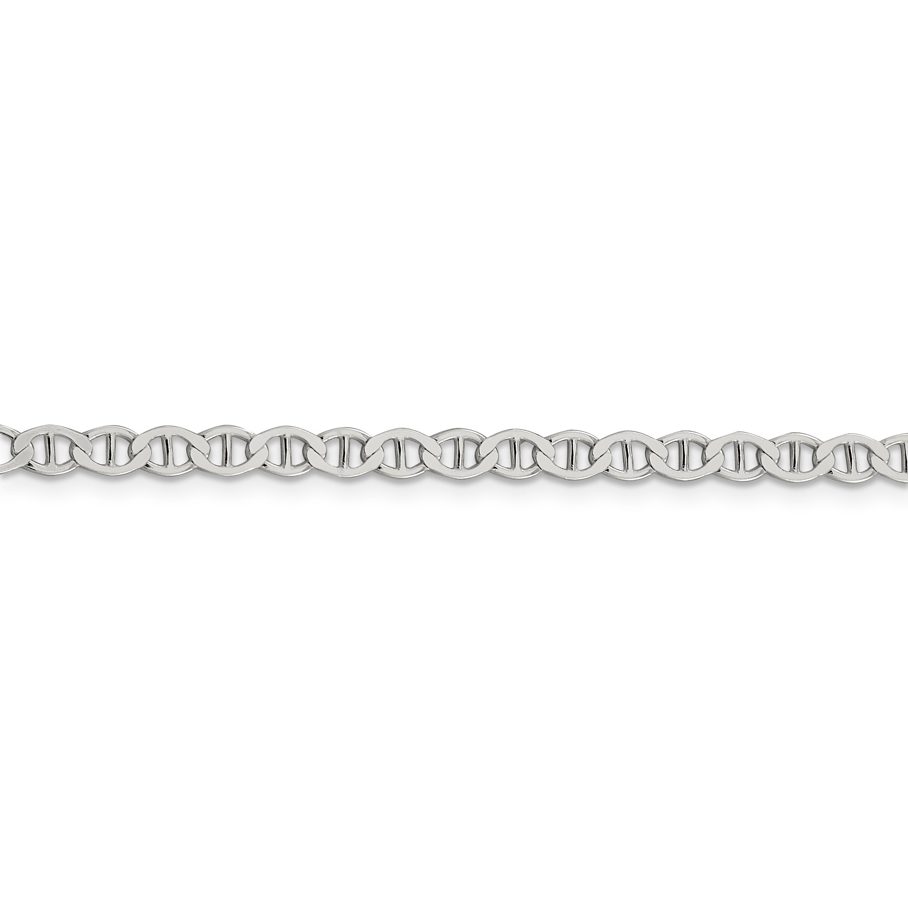 Primal Silver Sterling Silver 4mm Polished Flat Anchor Chain Anklet