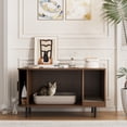 thumbnail image 2 of VEANERWOOD Hidden Cat Litter Box Enclosure Furniture with Cat Scratch Pad and Tambour Sliding Door, Multi-Functional Side End Table Cat House for Living Room, Natural, 2 of 9