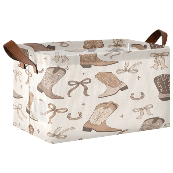 Boots Bow Foldable Storage Large Fabric Storage Baskets Organizer Storage Bins with Handles for Shelves