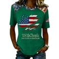 thumbnail image 3 of Youpwaven Women's 250th Anniversary USA T-Shirt, Patriotic We the People Distressed Flag Print Top, Independence Day Round Neck Short Sleeve Tee, 250 Years of Freedom Graphic Shirt, 3 of 5