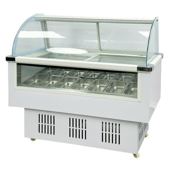 53 in. Ice Cream Gelato Freezer Display Case 14 Pans Included, Commercial Gelato Freezer