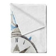 thumbnail image 2 of Compass Soft Flannel Fleece Blanket, Watercolor Marine Life Theme Seashell Compass Voyaging Vibrant Color Print, Cozy Plush for Indoor and Outdoor Use, 50" x 70", Navy Blue Eggshell, by Ambesonne, 2 of 5