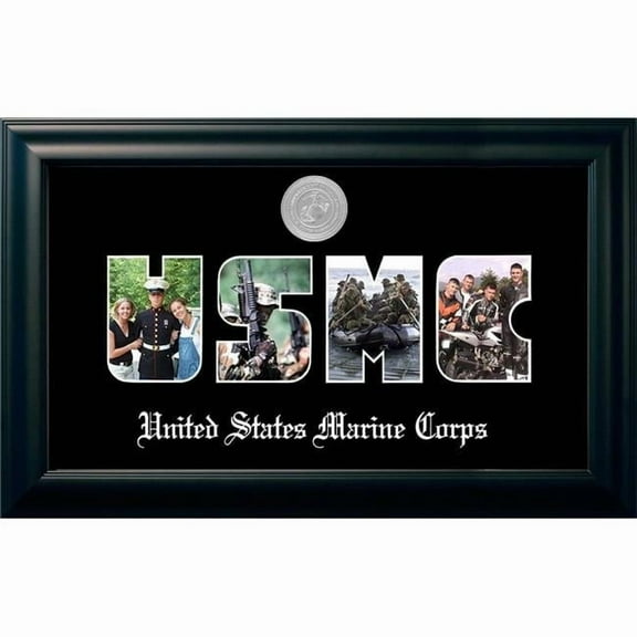 Campus Images MASS002S Patriot Frames Marine Collage Satin Black Photo Frame with Silver Medallion