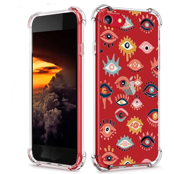 Mystic Eyes Clear Case for iPhone 7/8/SE,Aesthetic Art Design Case for Men Women,Unique Soft Transparent TPU Bumper Case Cover