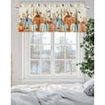 thumbnail image 3 of Fall Thanksgiving Kitchen Valances for Windows Orange Green Blue Pumpkins Retro Leaf Valance Curtains&nbsp; for Kitchen /Living Room/Bedroom/ Bathroom Decor, 42"x12 " ,Rod Pocket 1 Panel,, 3 of 7
